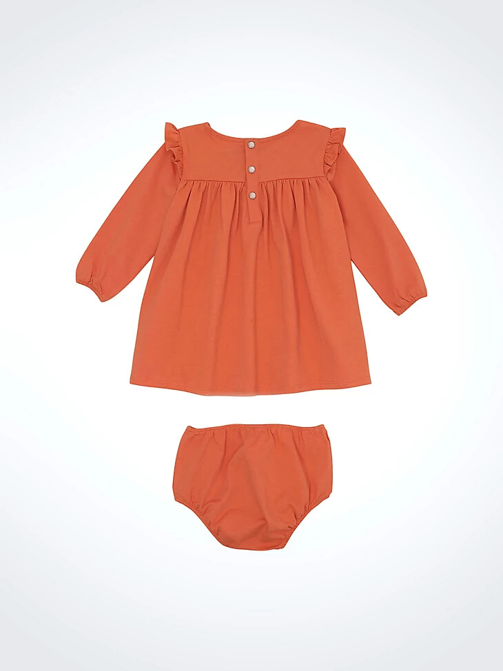 vestido trapecio con estampado occidental para niña color coral