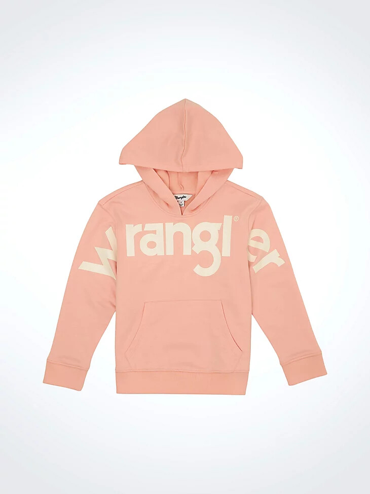 sudadera con capucha wrangler bold logo para niña color rosa