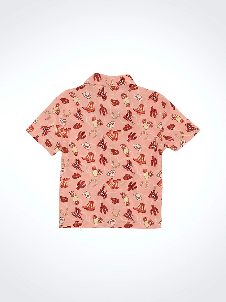camisa de campamento con estampado western para niña color rosa
