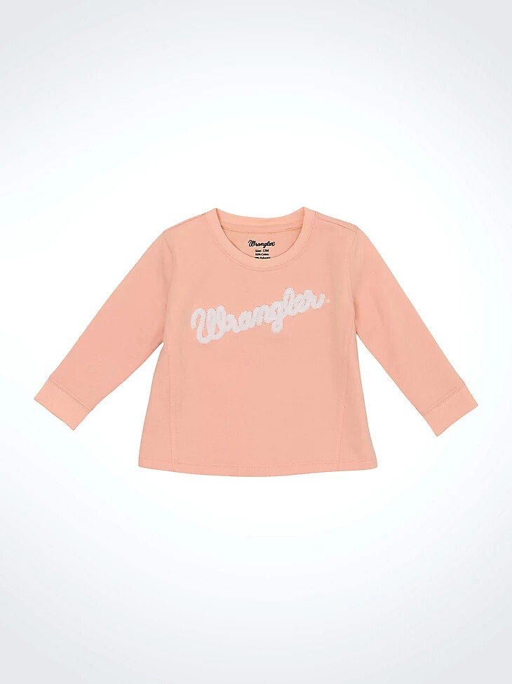 sudadera con cuello redondo y logotipo para niña color rosa
