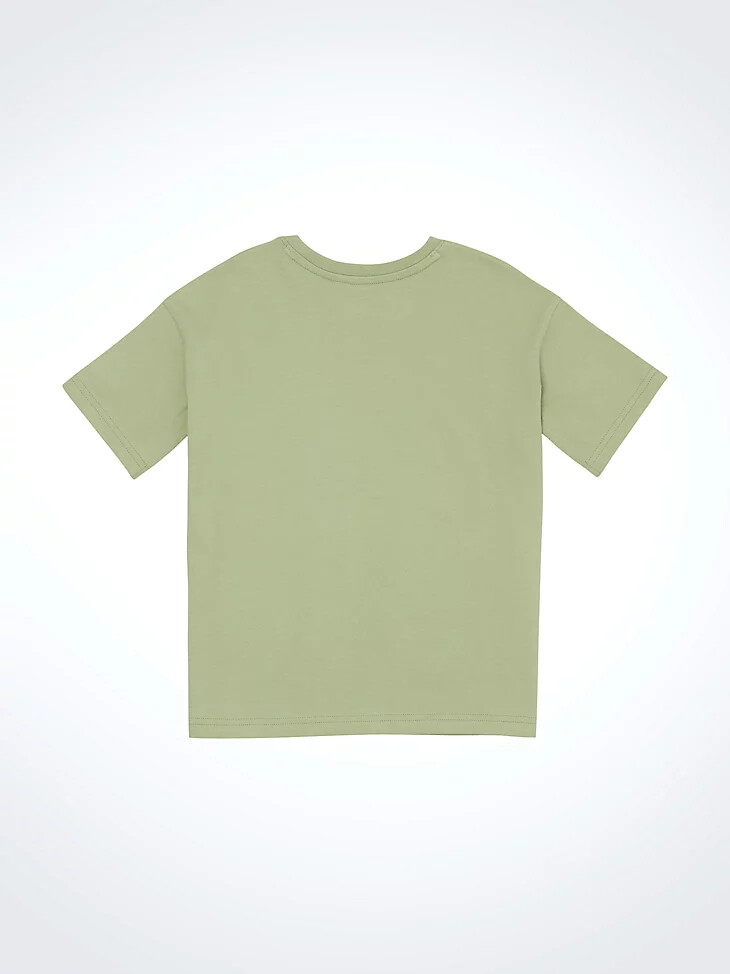 camiseta relajada con gráfico occidental para niña verde