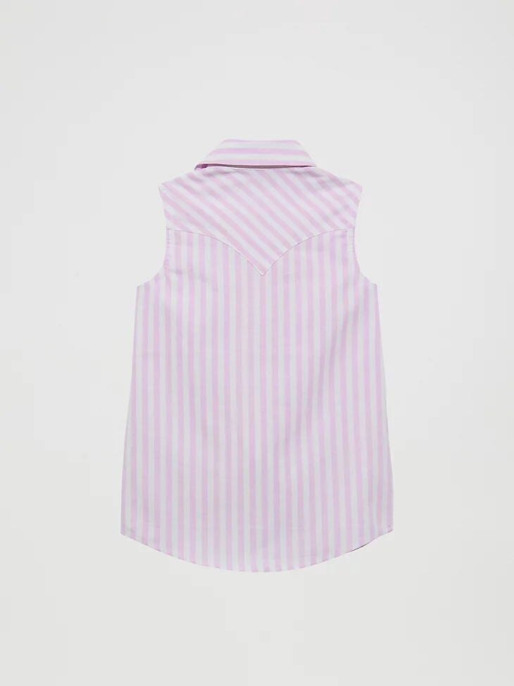 camiseta sin mangas con botones a presión estilo western a rayas para niña color morado