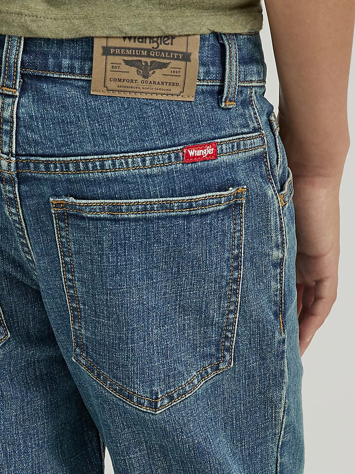 vaqueros wrangler five star classic stretch bootcut para niño 4-7 wasteland