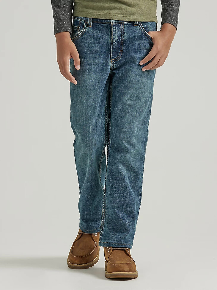 vaqueros wrangler five star classic stretch bootcut para niño 8-16 wasteland