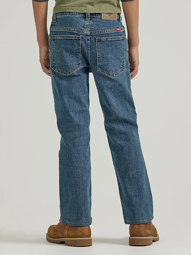 vaqueros wrangler five star classic stretch bootcut para niño 8-16 wasteland