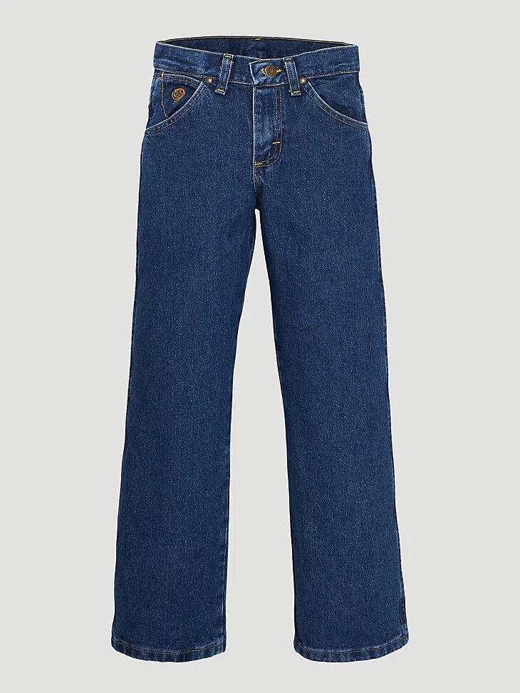 jean de corte vaquero george strait para niño de wrangler original fit 4-7 en denim piedra de peso pesado