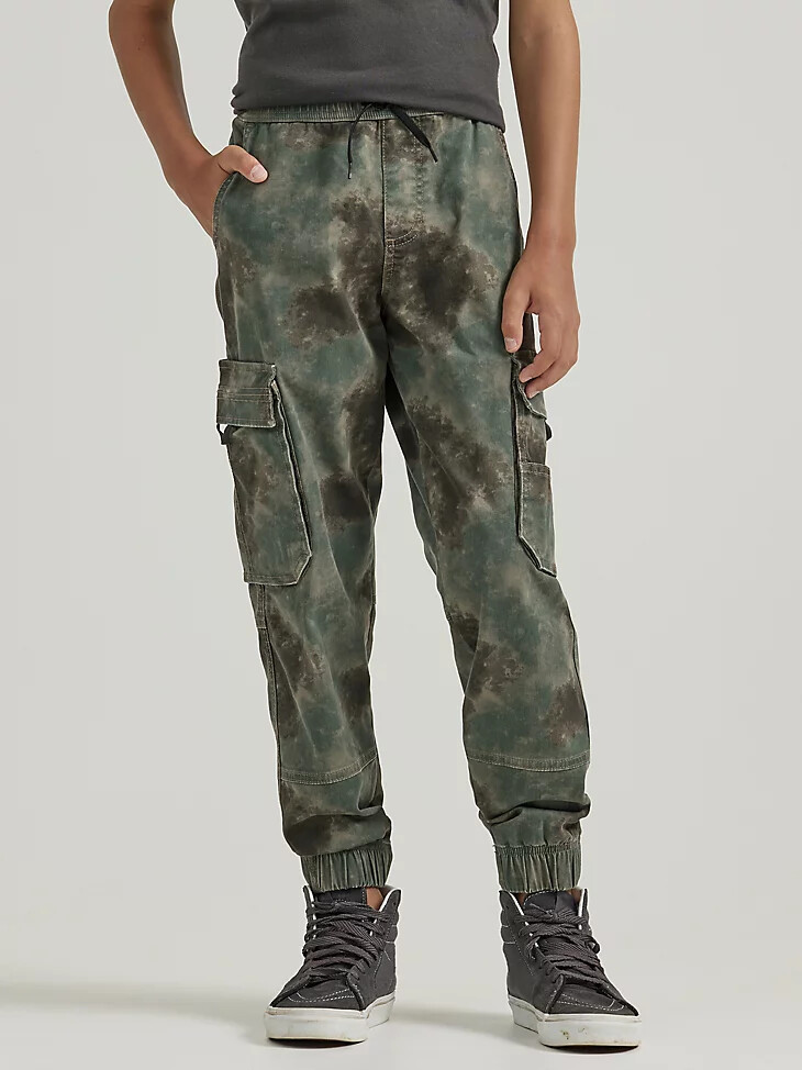jogger cargo holgado para niño 4-7 camuflaje borroso bosque