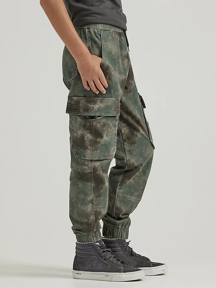 jogger cargo holgado para niño 4-7 camuflaje borroso bosque