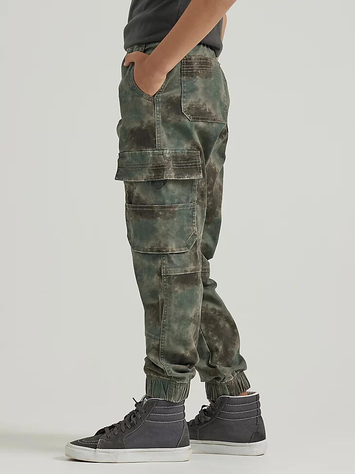 jogger cargo holgado para niño 4-7 camuflaje borroso bosque