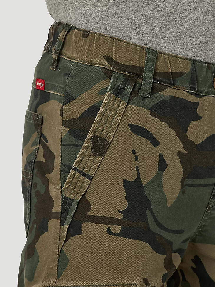 pantalón cargo wrangler free to stretch gamer para niño husky camuflaje verde bosque