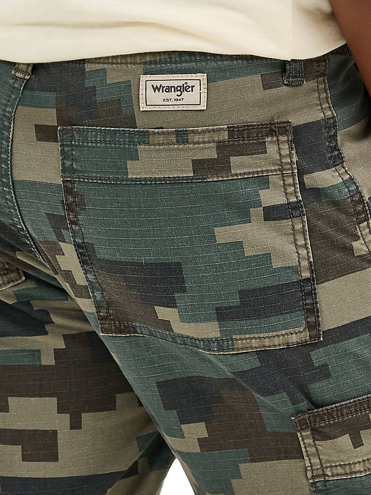 pantalón corto utilitario gamer cargo para niño color verde camuflaje