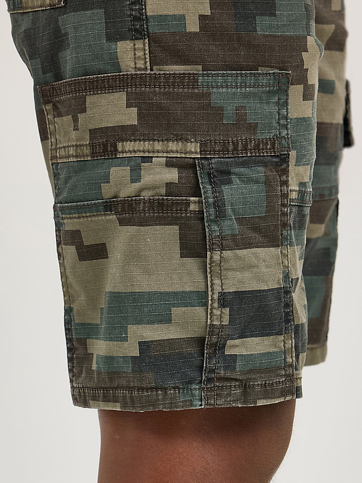 pantalón corto utilitario gamer cargo para niño color verde camuflaje