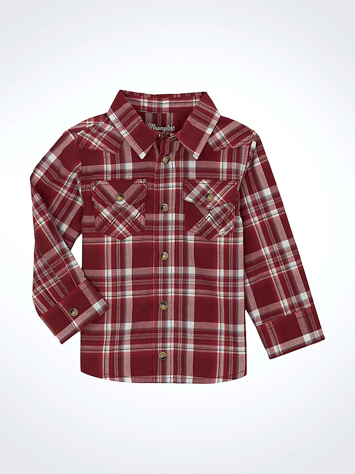 camisa vaquera a cuadros de manga larga para niño pequeño scarlett