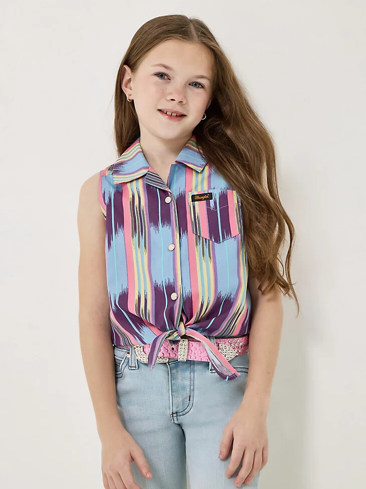 camisa sin mangas con cierre a presión y lazo frontal wrangler x lainey wilson para niña summer checotah