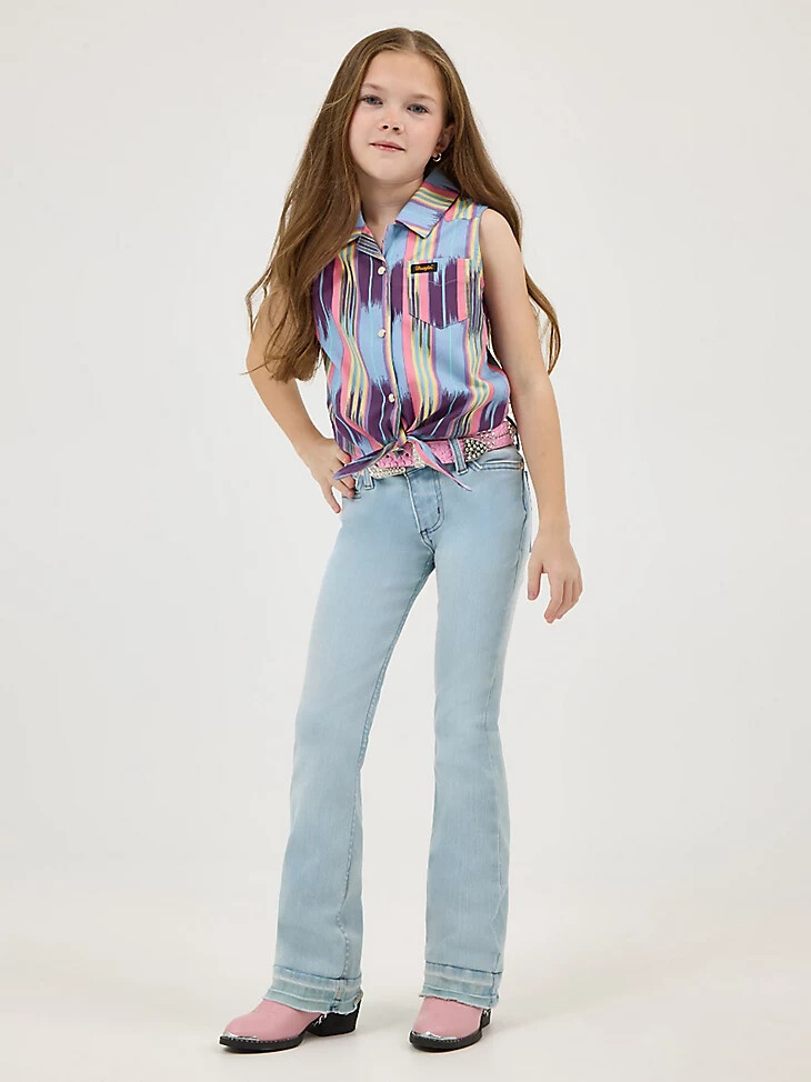 camisa sin mangas con cierre a presión y lazo frontal wrangler x lainey wilson para niña summer checotah