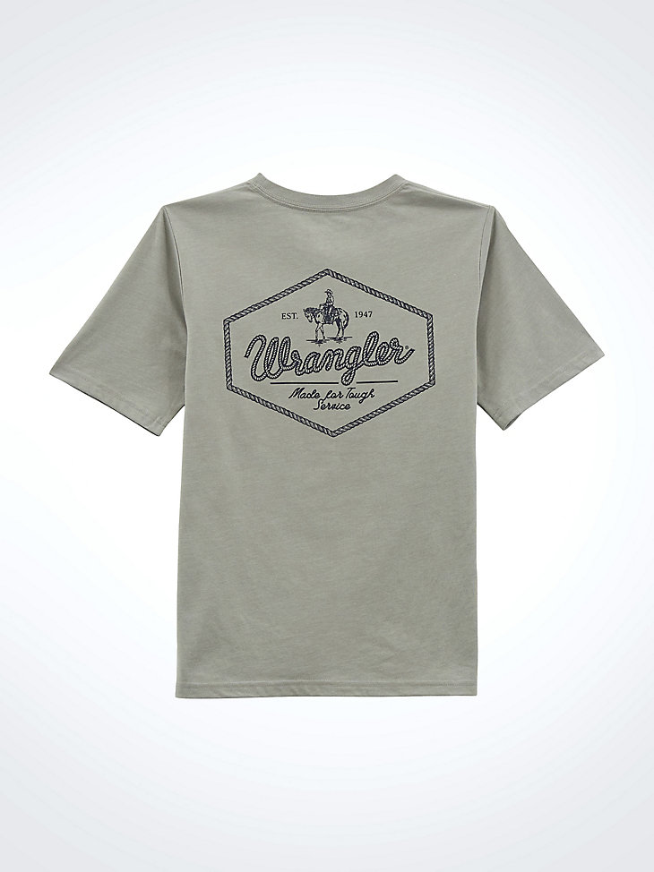 camiseta gráfica con espalda vaquera para niño color piedra caliza jaspeada