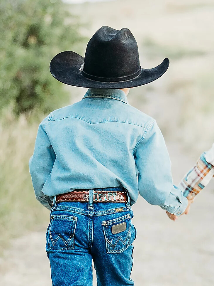 camisa vaquera con broche de presión estilo vaquero de corte vaquero para niño