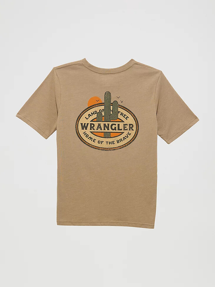 camiseta gráfica con espalda estilo western para niño color anacardo tostado
