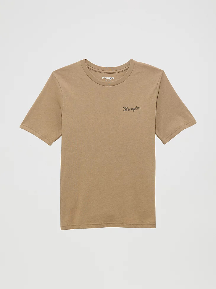 camiseta gráfica con espalda estilo western para niño color anacardo tostado
