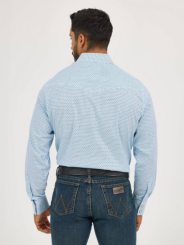 camisa vaquera de manga larga con dos bolsillos y cuello alto 20x competition advanced comfort para hombre color azul