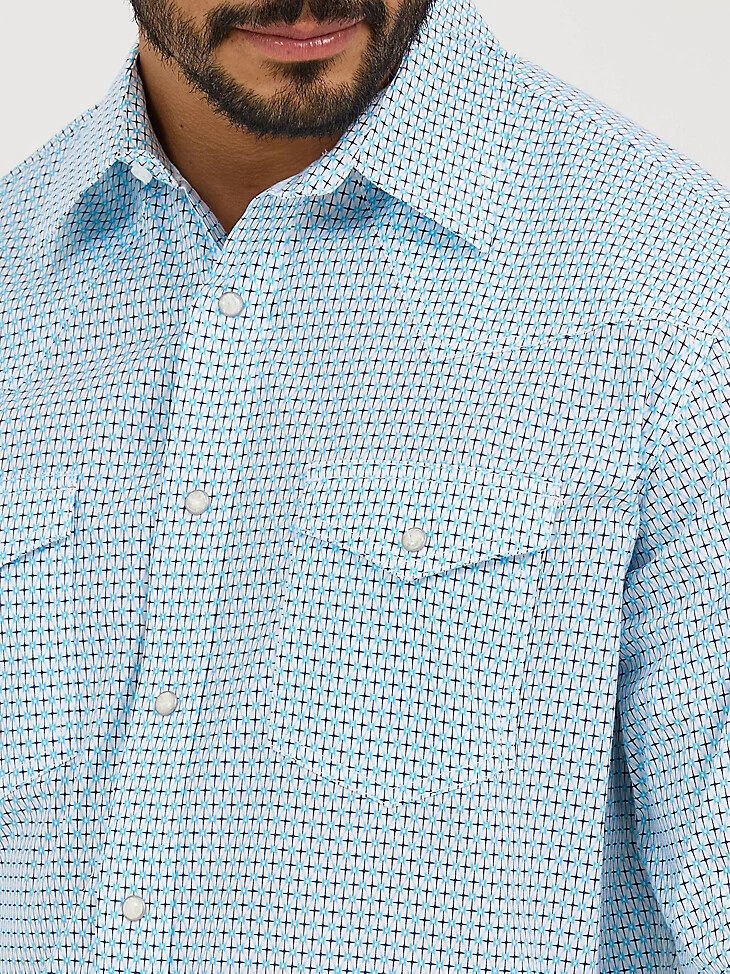 camisa vaquera de manga larga con dos bolsillos y cuello alto 20x competition advanced comfort para hombre color azul