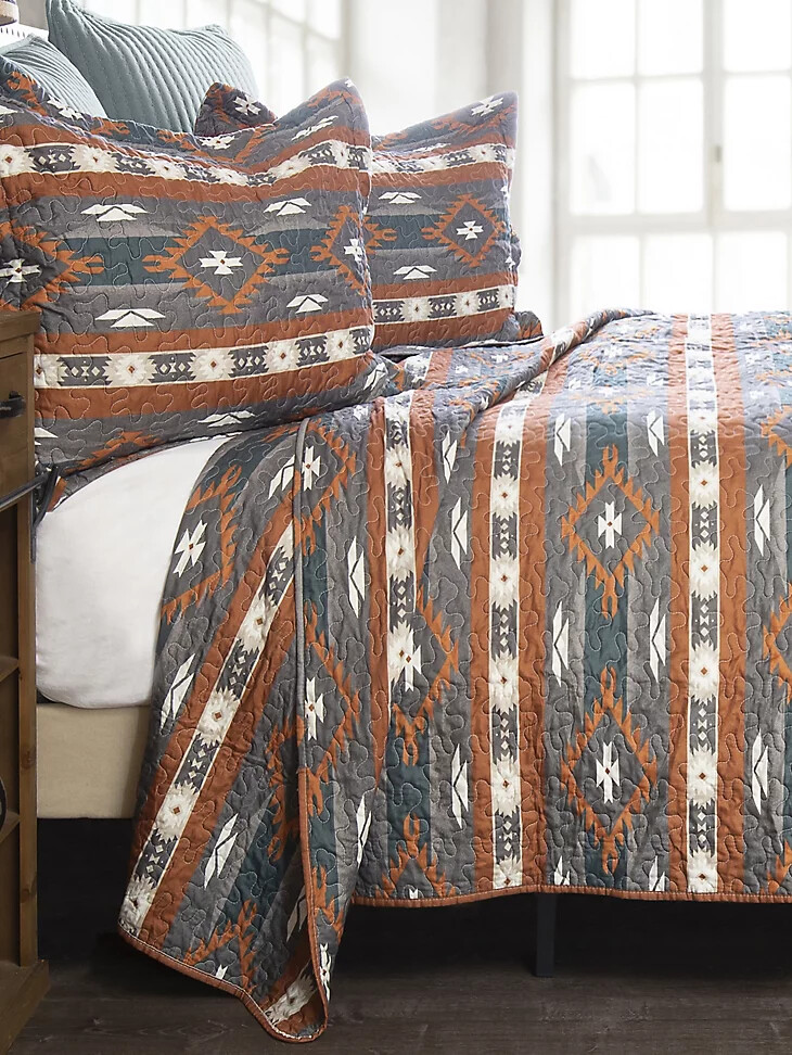 juego de cama wrangler checotah stripe de 4 piezas tamaño queen marrón