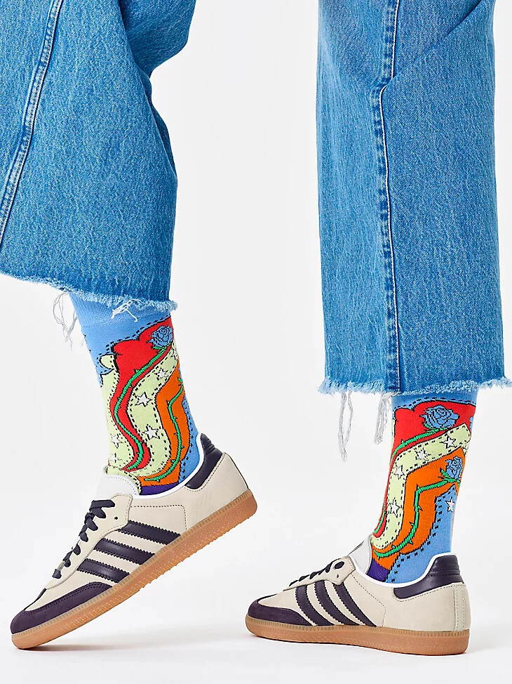 calcetín rosa azul wrangler x happy socks