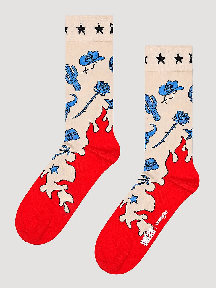 calcetín blanco wrangler x happy socks icons