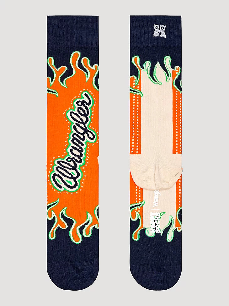calcetín azul marino fiery de wrangler x happy socks