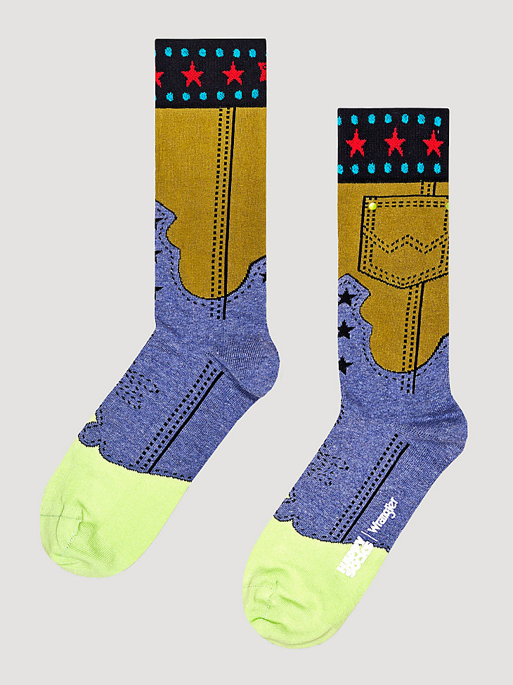 calcetín vaquero verde oscuro wrangler x happy socks