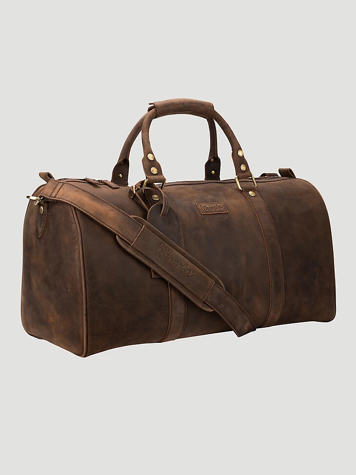 bolsa de lona de cuero marrón