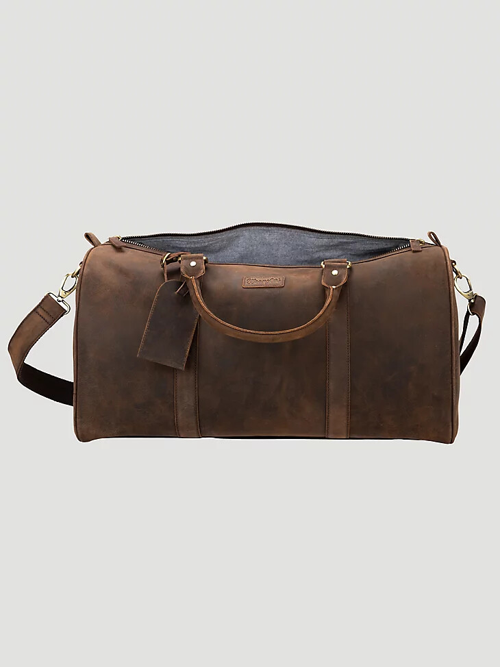 bolsa de lona de cuero marrón