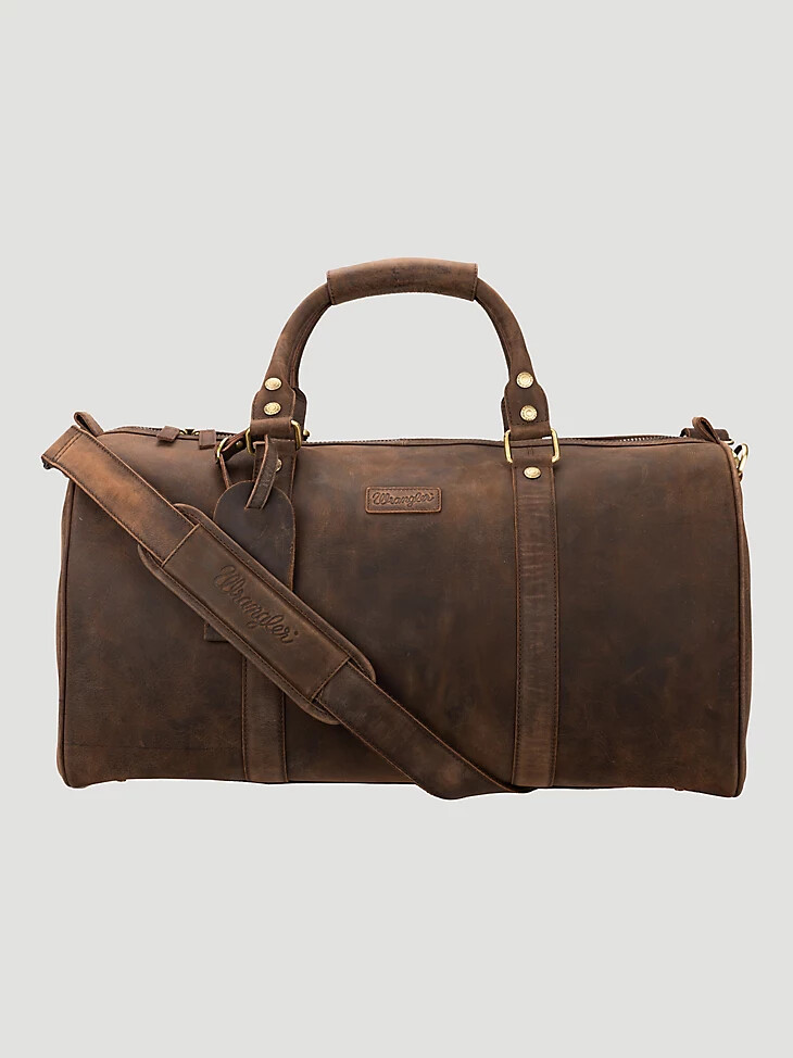 bolsa de lona de cuero marrón