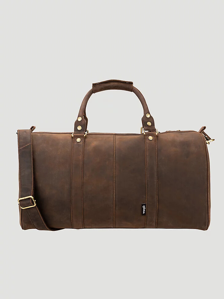 bolsa de lona de cuero marrón