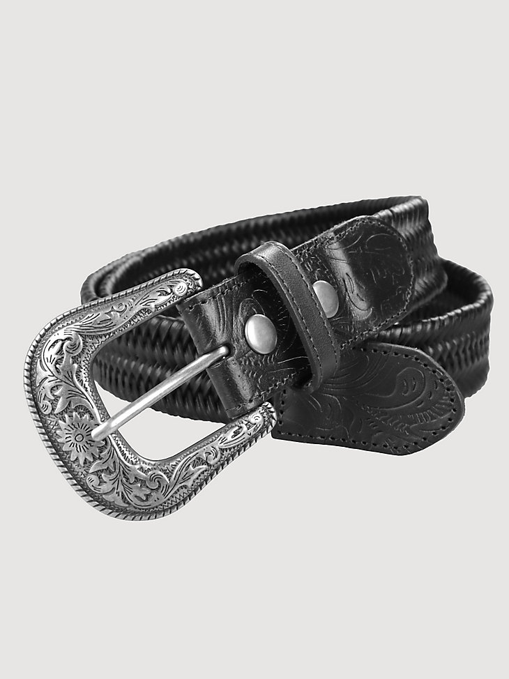cinturón elástico trenzado wrangler para hombre color negro