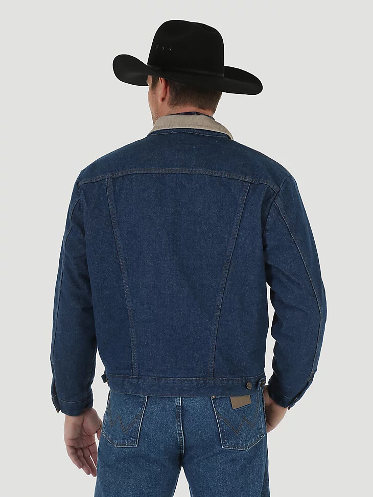 chaqueta vaquera con cuello de pana y forro de manta wrangler para hombre tallas grandes y altas Índigo prelavado
