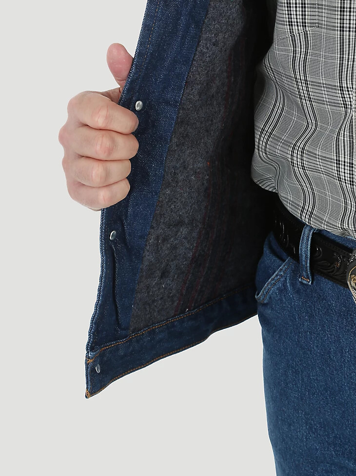 chaqueta vaquera con cuello de pana y forro de manta wrangler para hombre tallas grandes y altas Índigo prelavado