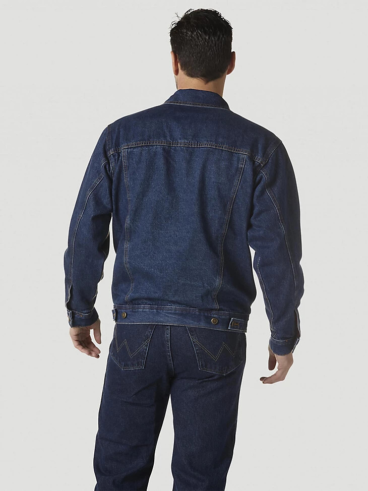 chaqueta vaquera con forro de franela wrangler rugged wear azul marino antiguo