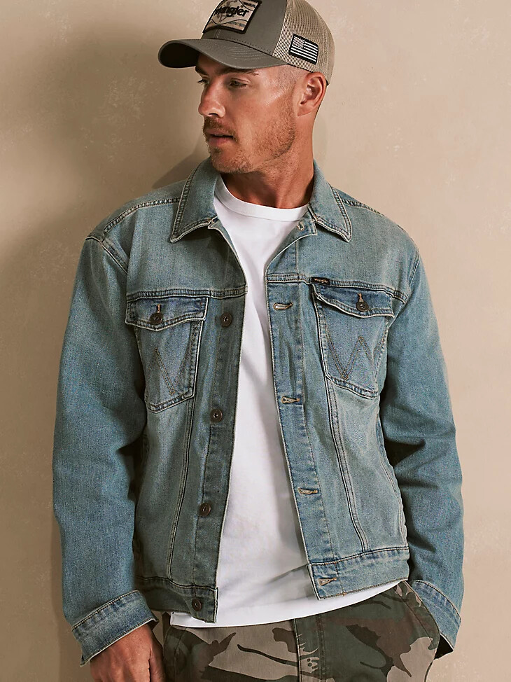 chaqueta vaquera clásica estilo camionero wrangler para hombre color índigo vintage