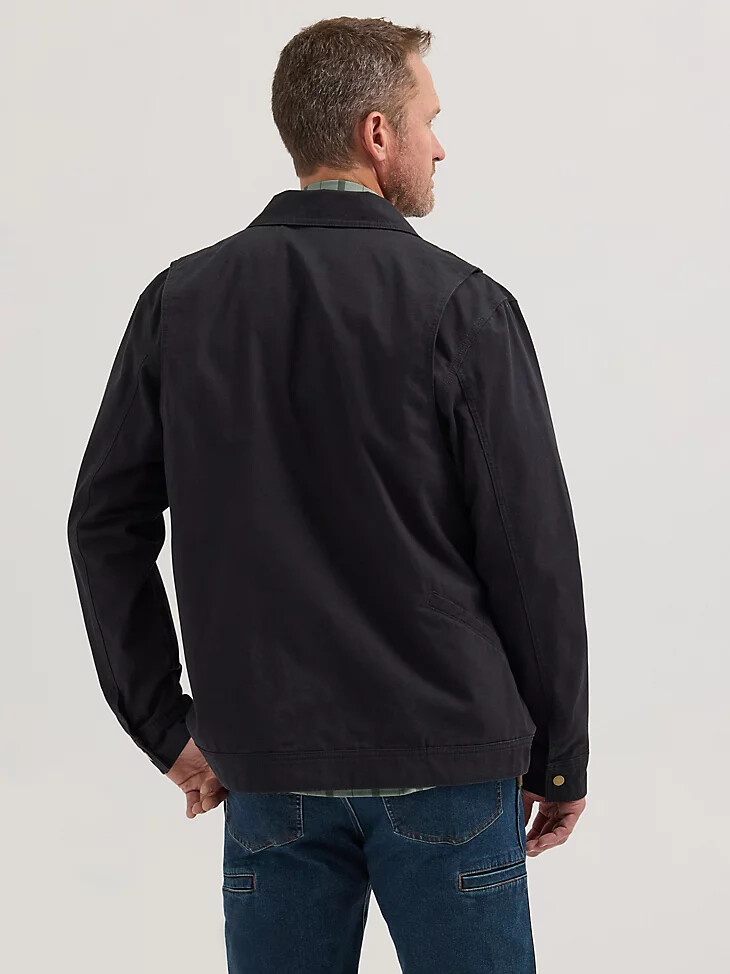 chaqueta de trabajo con forro de franela wrangler riggs workwear en negro azabache