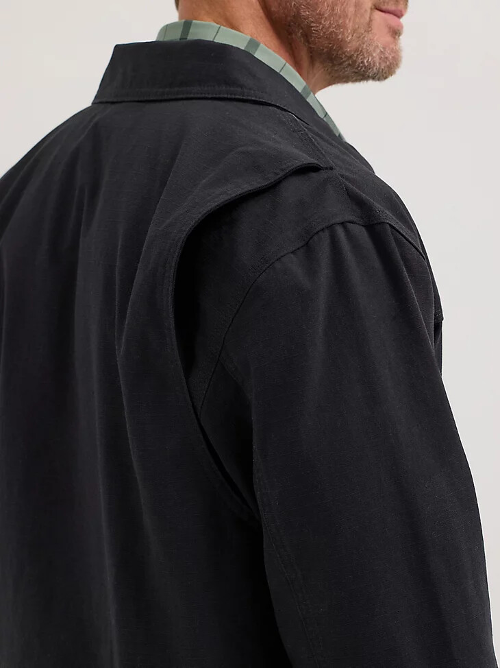 chaqueta de trabajo con forro de franela wrangler riggs workwear en negro azabache