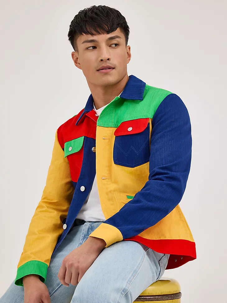 chaqueta vaquera multicolor wrangler x happy socks