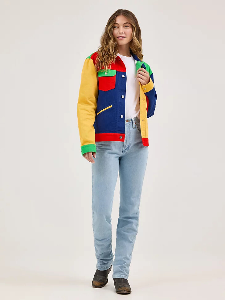 chaqueta vaquera multicolor wrangler x happy socks