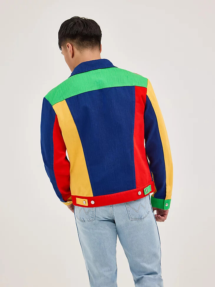 chaqueta vaquera multicolor wrangler x happy socks