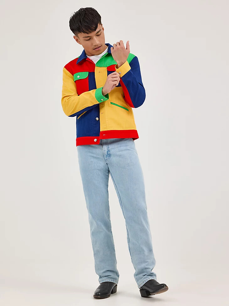 chaqueta vaquera multicolor wrangler x happy socks