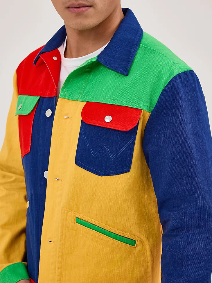 chaqueta vaquera multicolor wrangler x happy socks