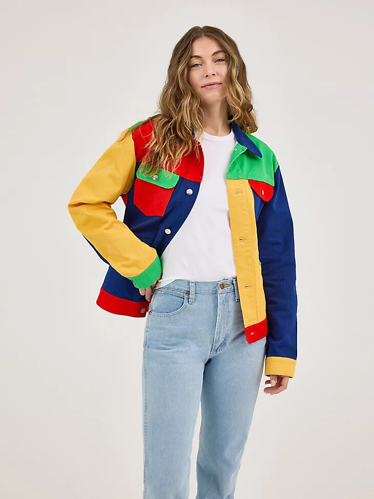 chaqueta vaquera multicolor wrangler x happy socks