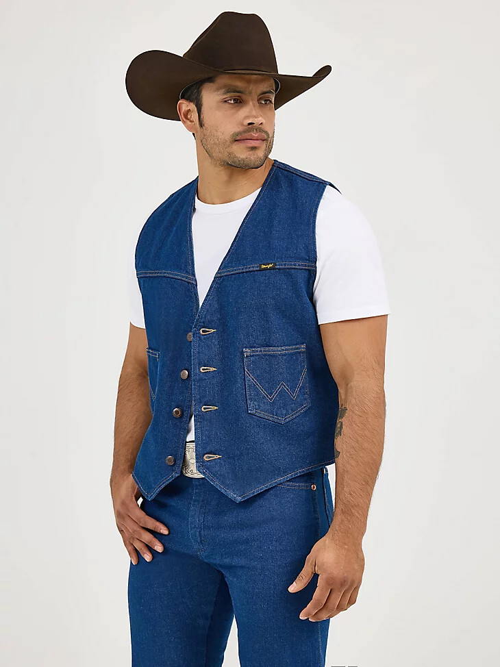 chaleco vaquero sin forro prelavado wrangler