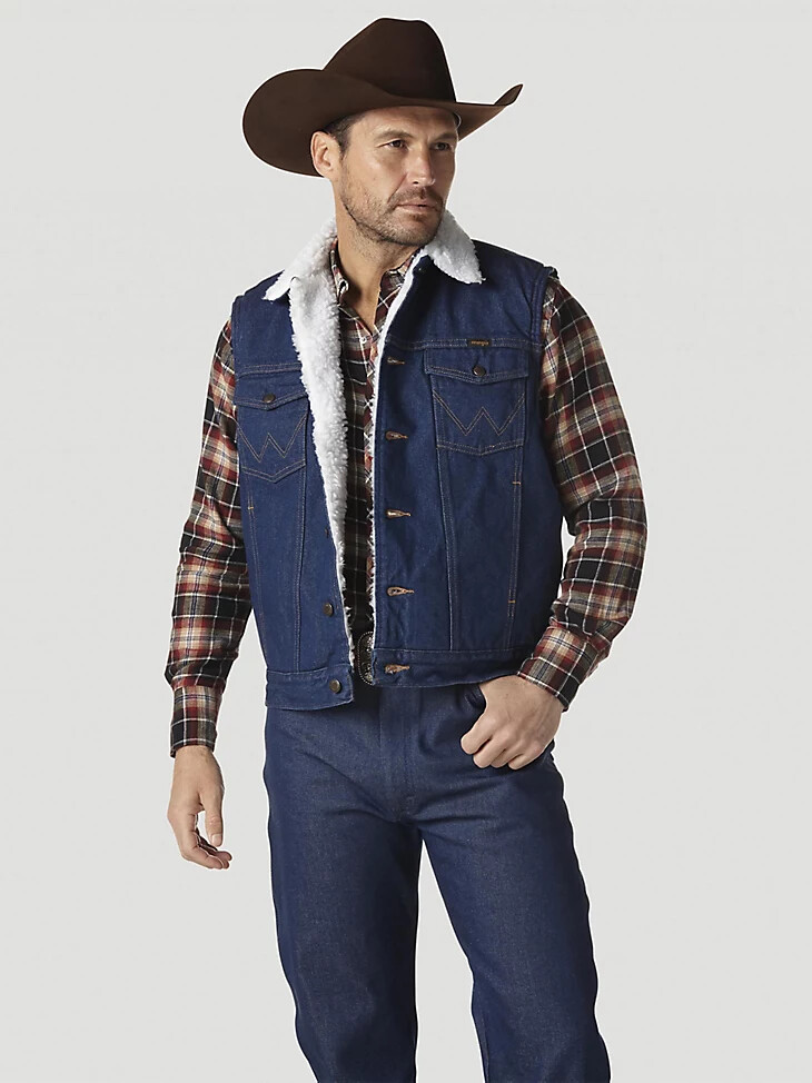 chaleco vaquero con forro de sherpa wrangler - prelavado prelavado