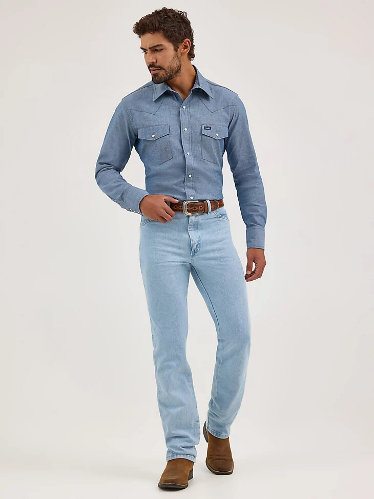 wrangler cowboy cut slim fit jean bleach